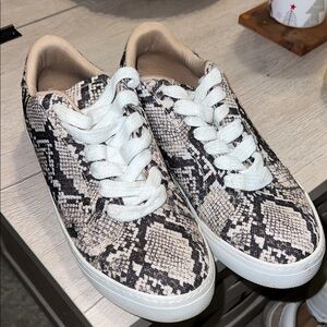 Steve Madden Black and Cream Snake Print Sneakers
